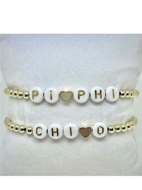 Sorority Name Bracelets Gold White